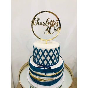 Thirty Acrylic Cake Topper - Aston Blue