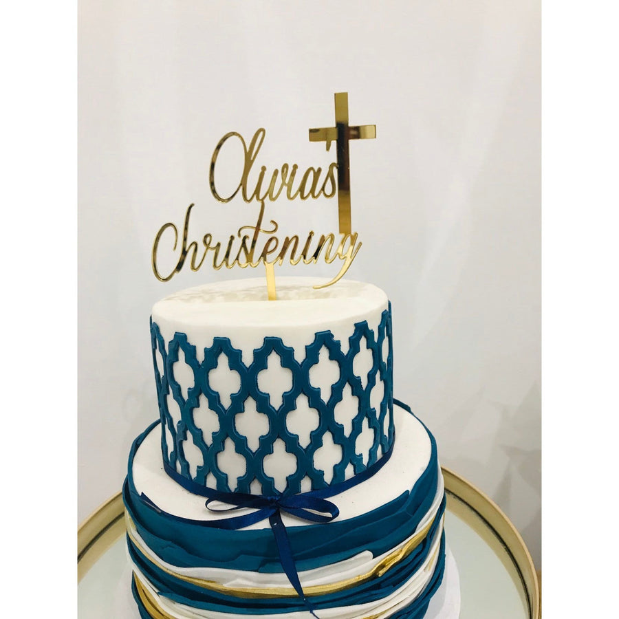 Christening Cake Topper - Aston Blue