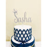 Personalised Crown Acrylic Cake Topper - Aston Blue