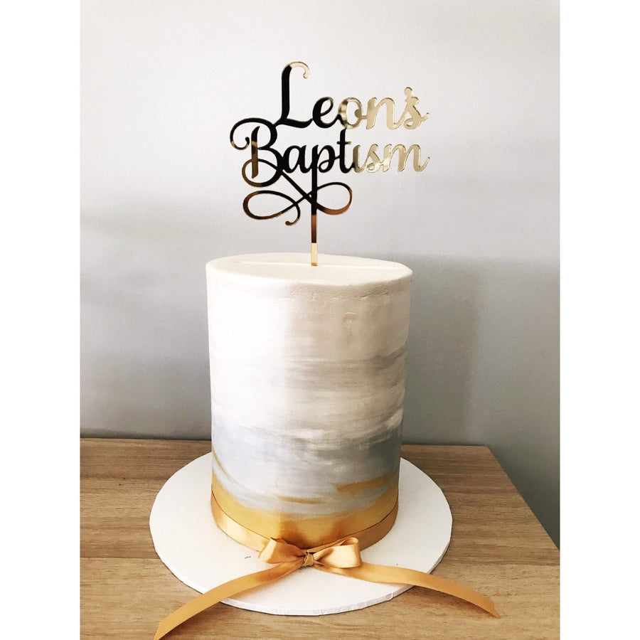Custom Baptism Cake Topper - Aston Blue