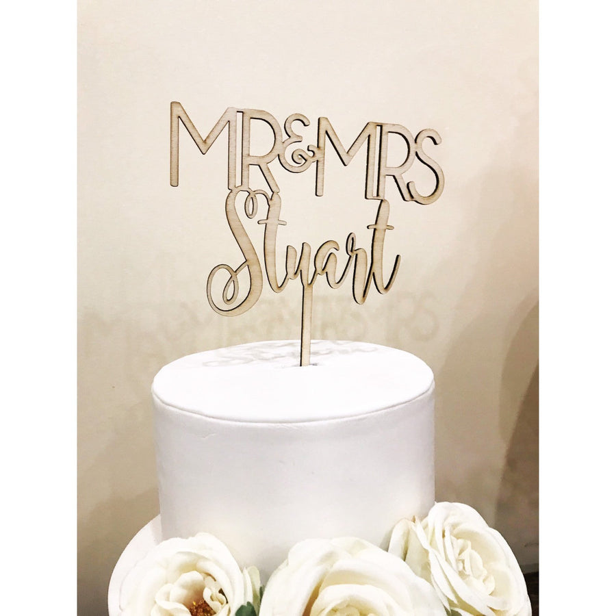 Mr and Mrs Cake Topper - Aston Blue