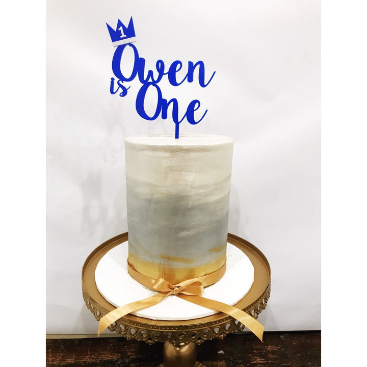 Personalised One Cake topper - Aston Blue