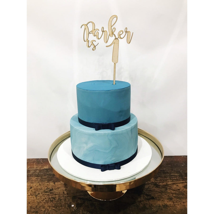 Personalised One Cake topper - Aston Blue