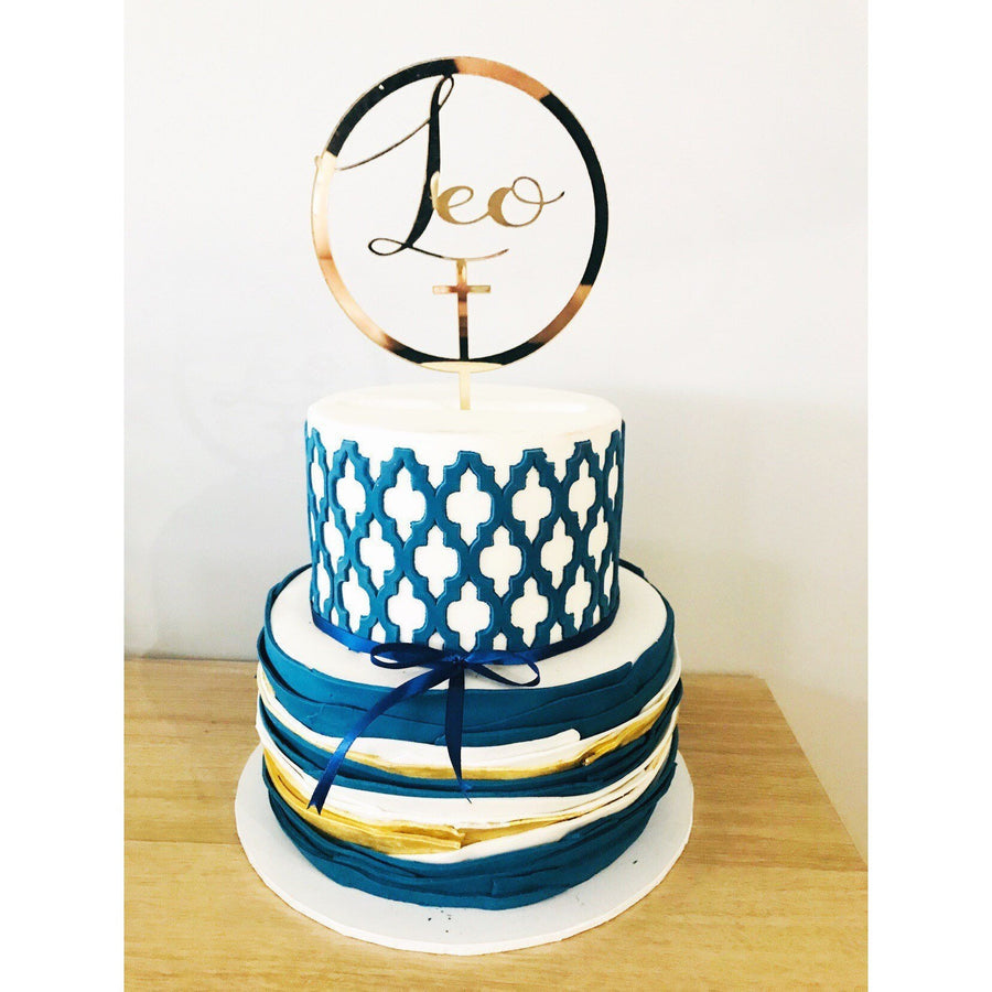 Custom Baptism Acrylic Cake Topper - Aston Blue