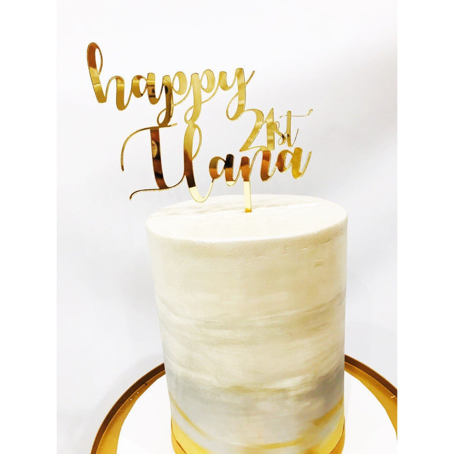 Twenty First Acrylic Cake Topper - Aston Blue