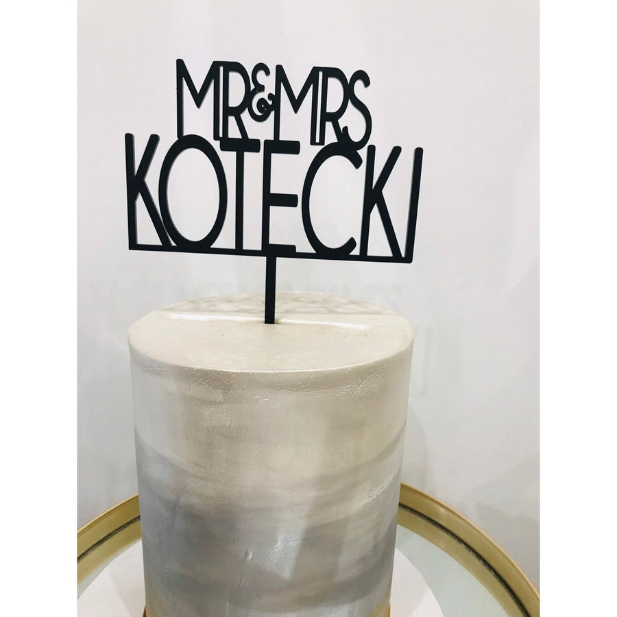 Mr and Mrs Cake Topper - Aston Blue