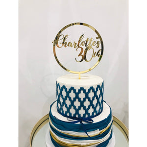 Thirty Acrylic Cake Topper - Aston Blue