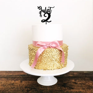 Two Acrylic Cake Topper - Aston Blue