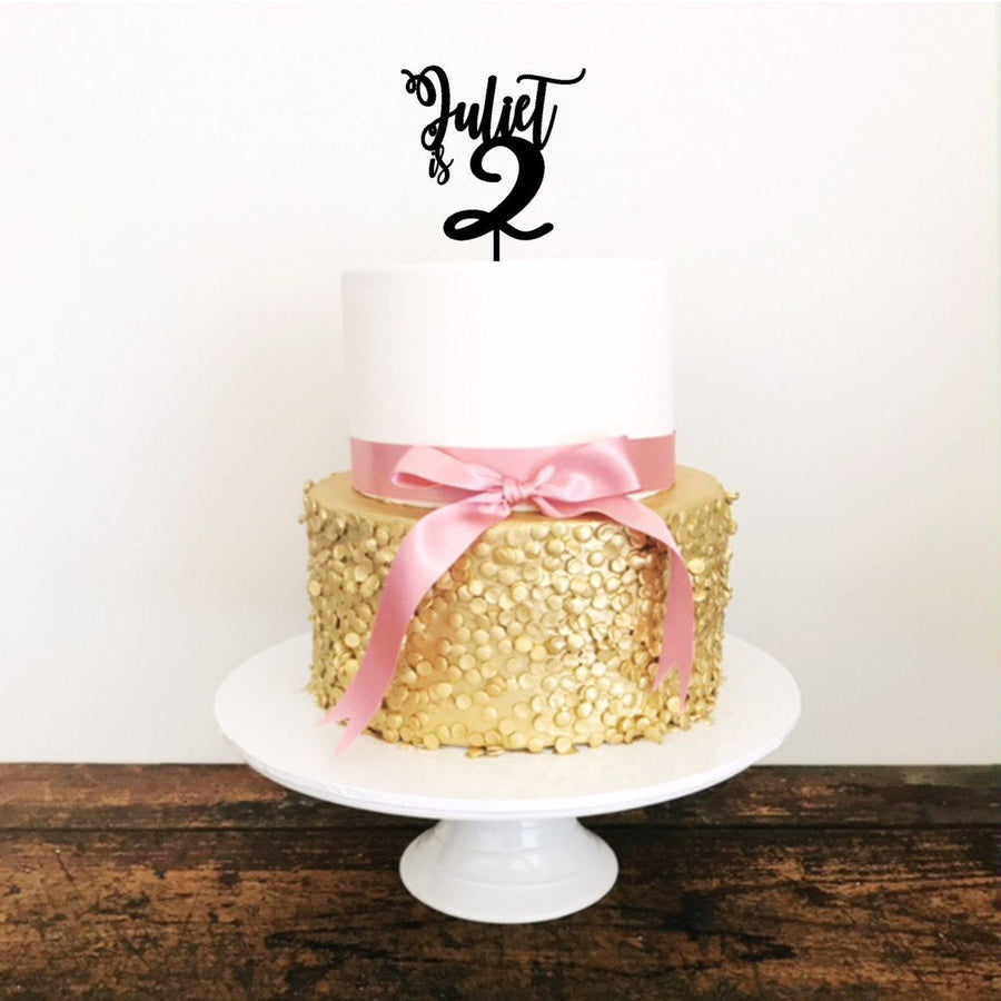 Two Acrylic Cake Topper - Aston Blue