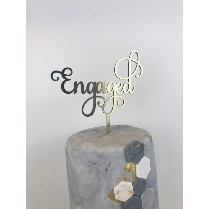 Engaged Acrylic Cake Topper - Aston Blue