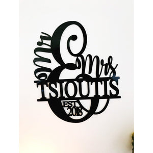 30 cm Mr and Mrs Monogram Sign - Aston Blue