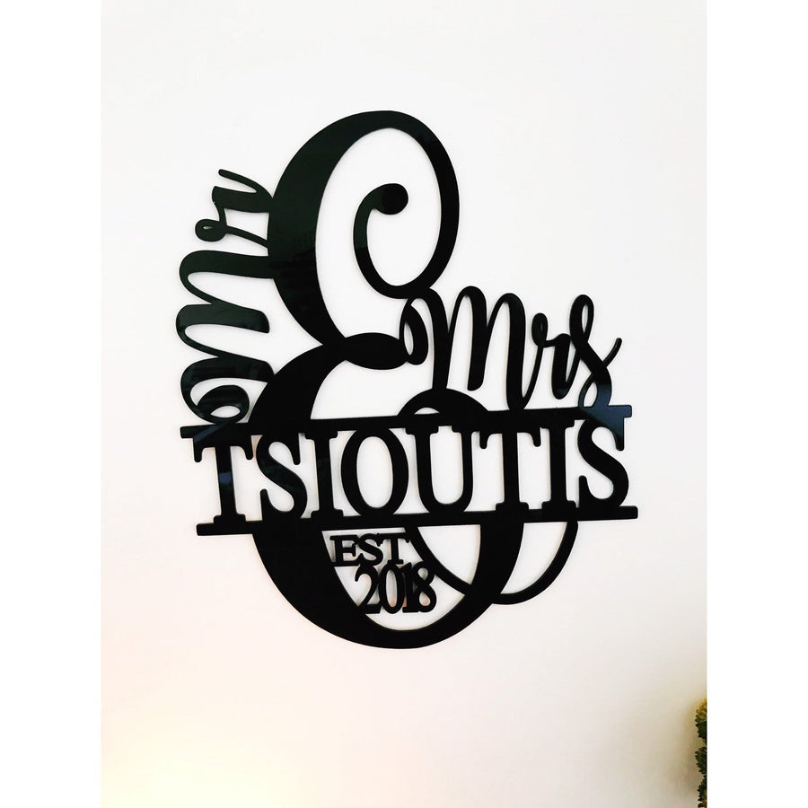 30 cm Mr and Mrs Monogram Sign - Aston Blue