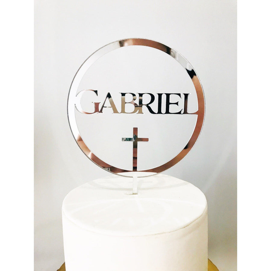 Custom Baptism Acrylic Cake Topper - Aston Blue