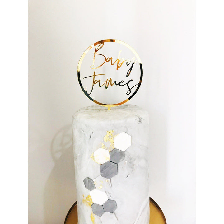 Baby Name Cake Topper - Aston Blue
