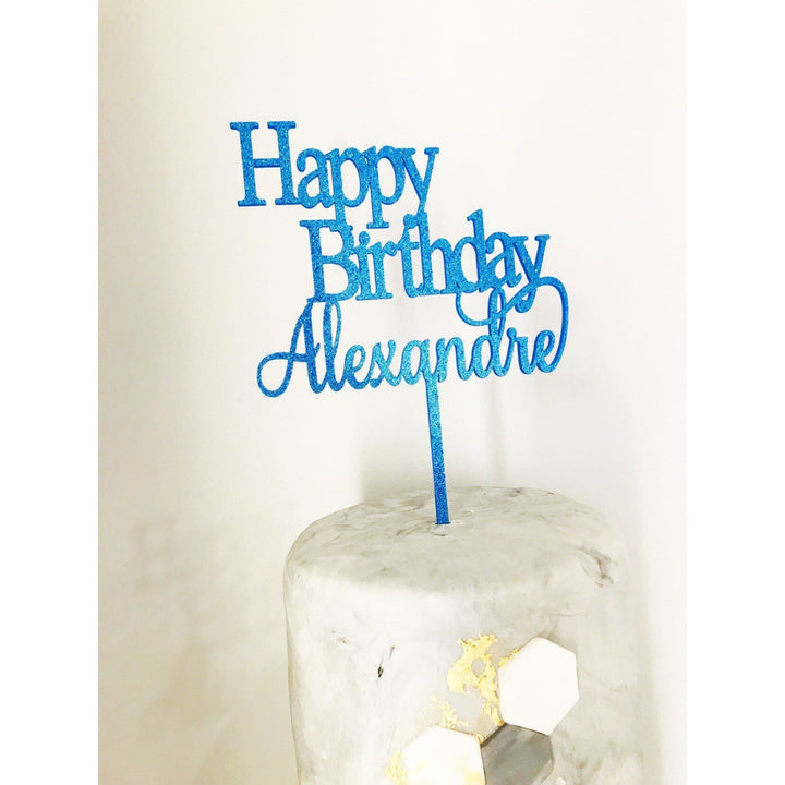 Happy Birthday Cake Topper - Aston Blue