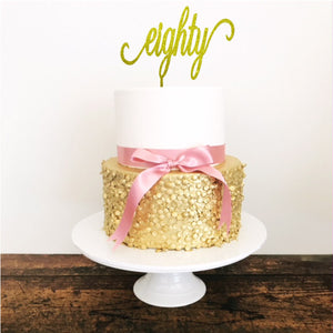 Personalised Eighty Cake Topper - Aston Blue