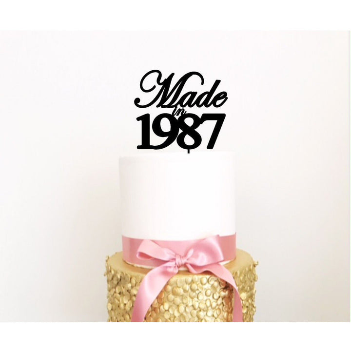 Made in Year Birthday Acrylic Cake Topper - Aston Blue