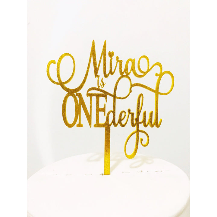 Onederful Acrylic Cake Topper - Aston Blue