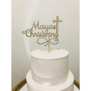 Christening Acrylic Cake Topper - Aston Blue