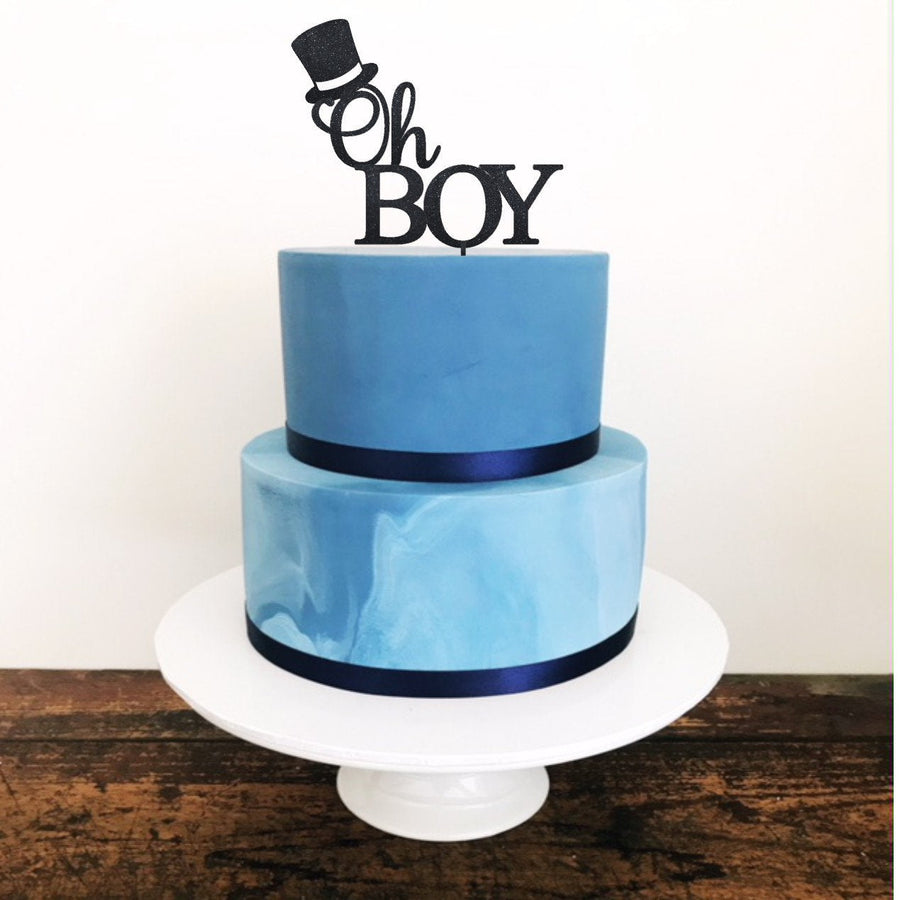 Oh Boy Acrylic Cake Topper - Aston Blue