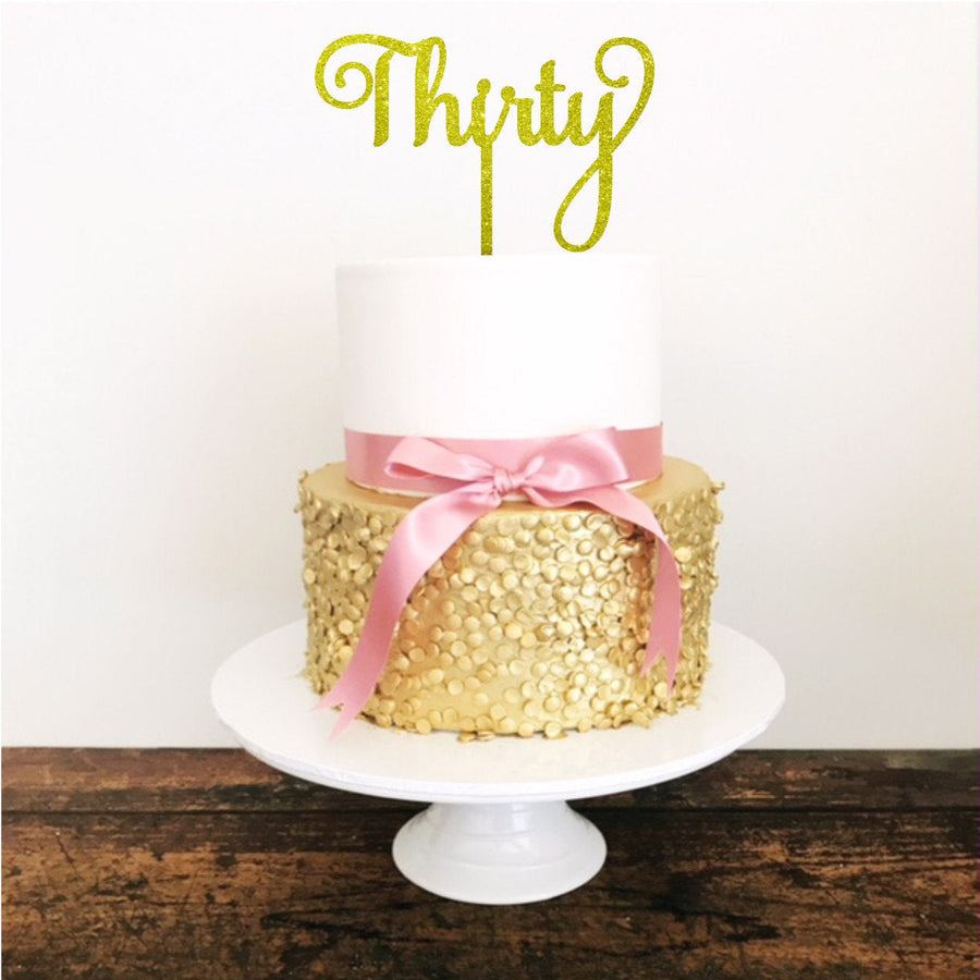 Thirty Acrylic Cake Topper - Aston Blue