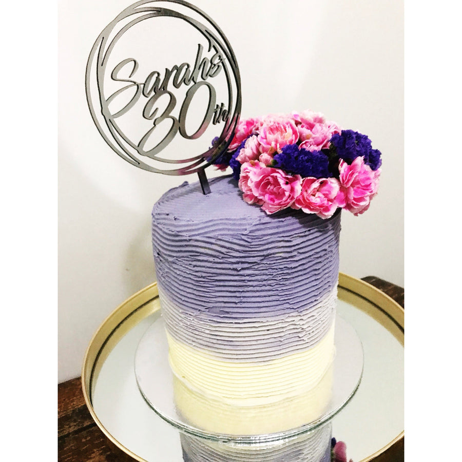 Thirty Acrylic Cake Topper - Aston Blue