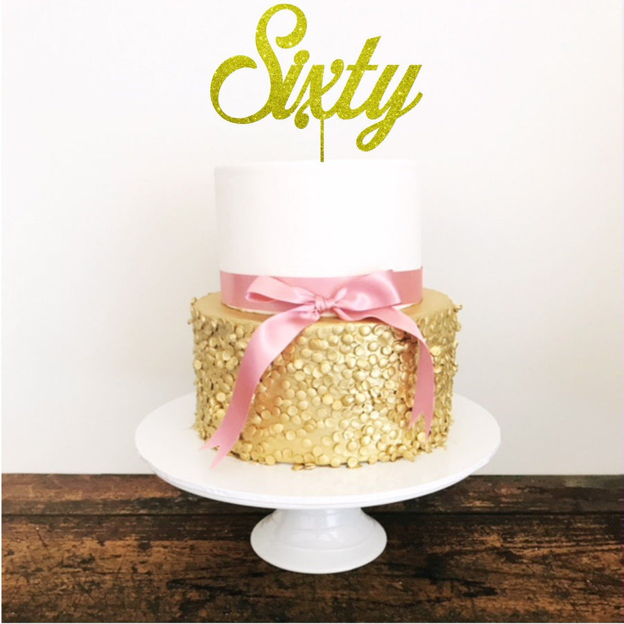 Sixty Acrylic Cake Topper - Aston Blue