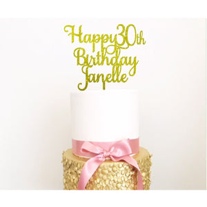 Thirty Acrylic Cake Topper - Aston Blue