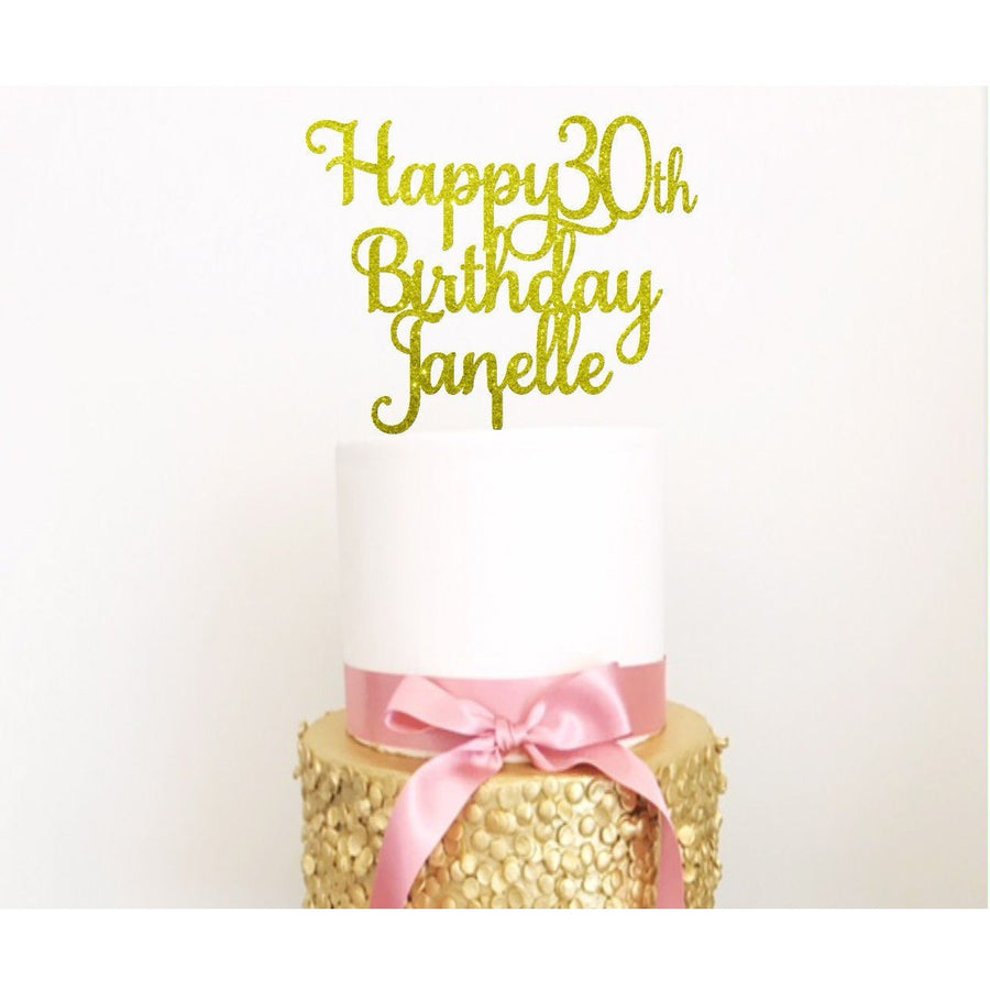Thirty Acrylic Cake Topper - Aston Blue