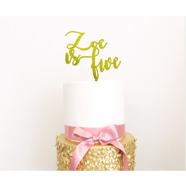 Personalised Five Acrylic Cake Topper - Aston Blue