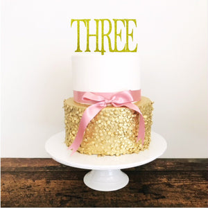 Custom Three Cake Topper - Aston Blue