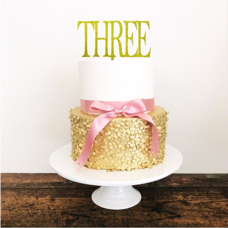 Custom Three Cake Topper - Aston Blue