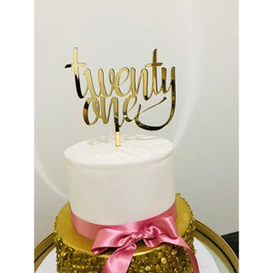 Twenty One Acrylic Cake Topper - Aston Blue