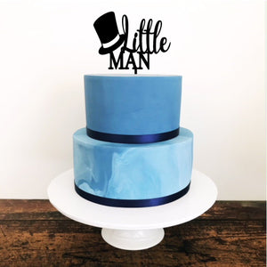 Little Man Acrylic Cake Topper - Aston Blue
