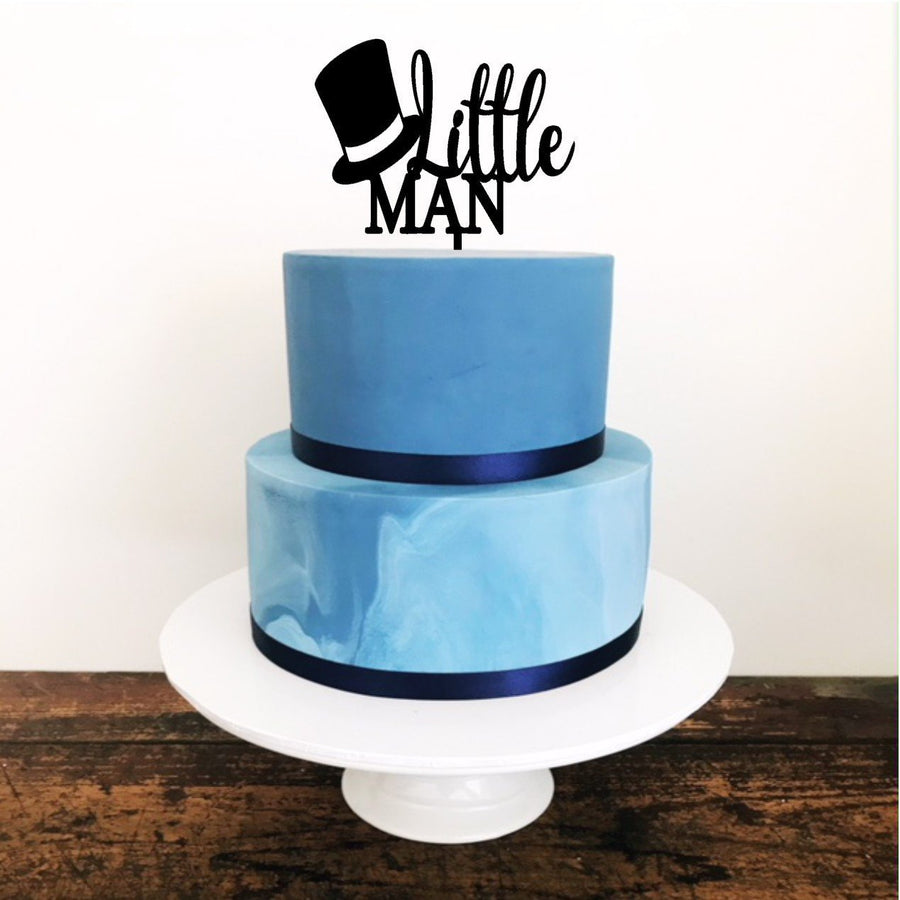 Little Man Acrylic Cake Topper - Aston Blue