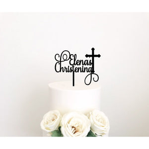 Custom Christening Acrylic Cake Topper - Aston Blue