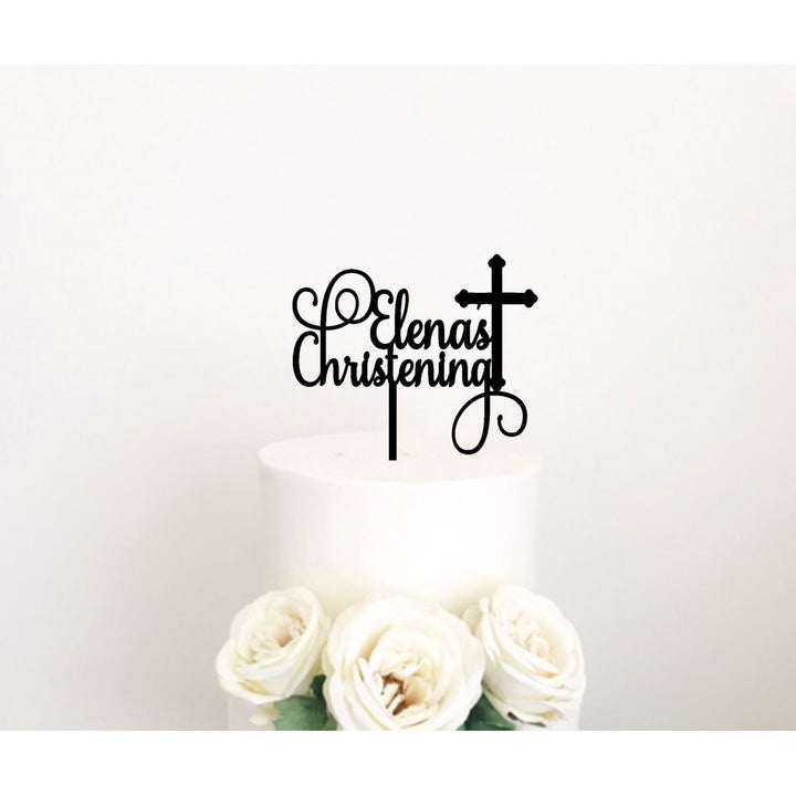 Custom Christening Acrylic Cake Topper - Aston Blue