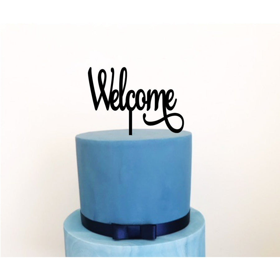 Welcome Acrylic Cake Topper - Aston Blue