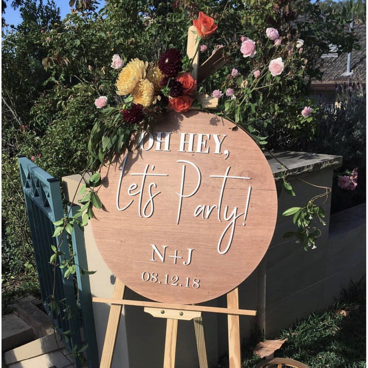 Oh Hey, Let's Party sign - Aston Blue