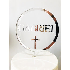 Custom Baptism Acrylic Cake Topper - Aston Blue