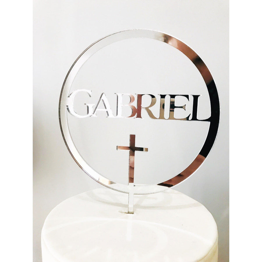 Custom Baptism Acrylic Cake Topper - Aston Blue