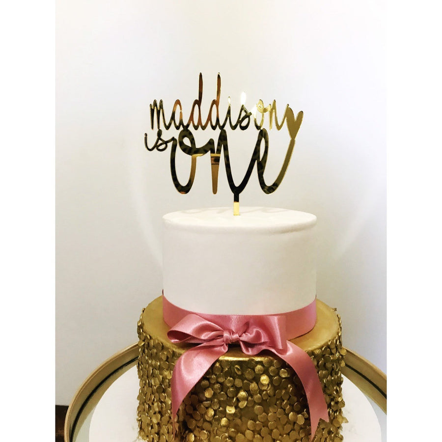 Personalised One Cake topper - Aston Blue