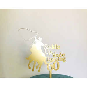 Personalised Cowboy Acrylic Cake Topper - Aston Blue