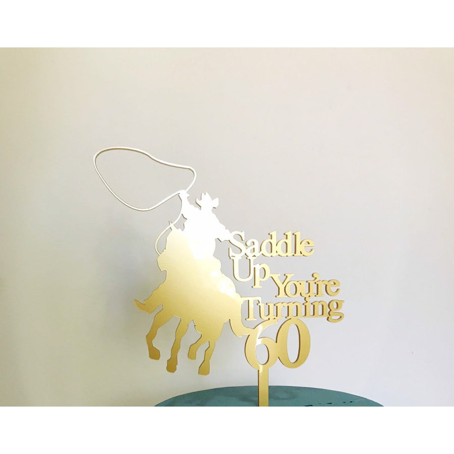 Personalised Cowboy Acrylic Cake Topper - Aston Blue
