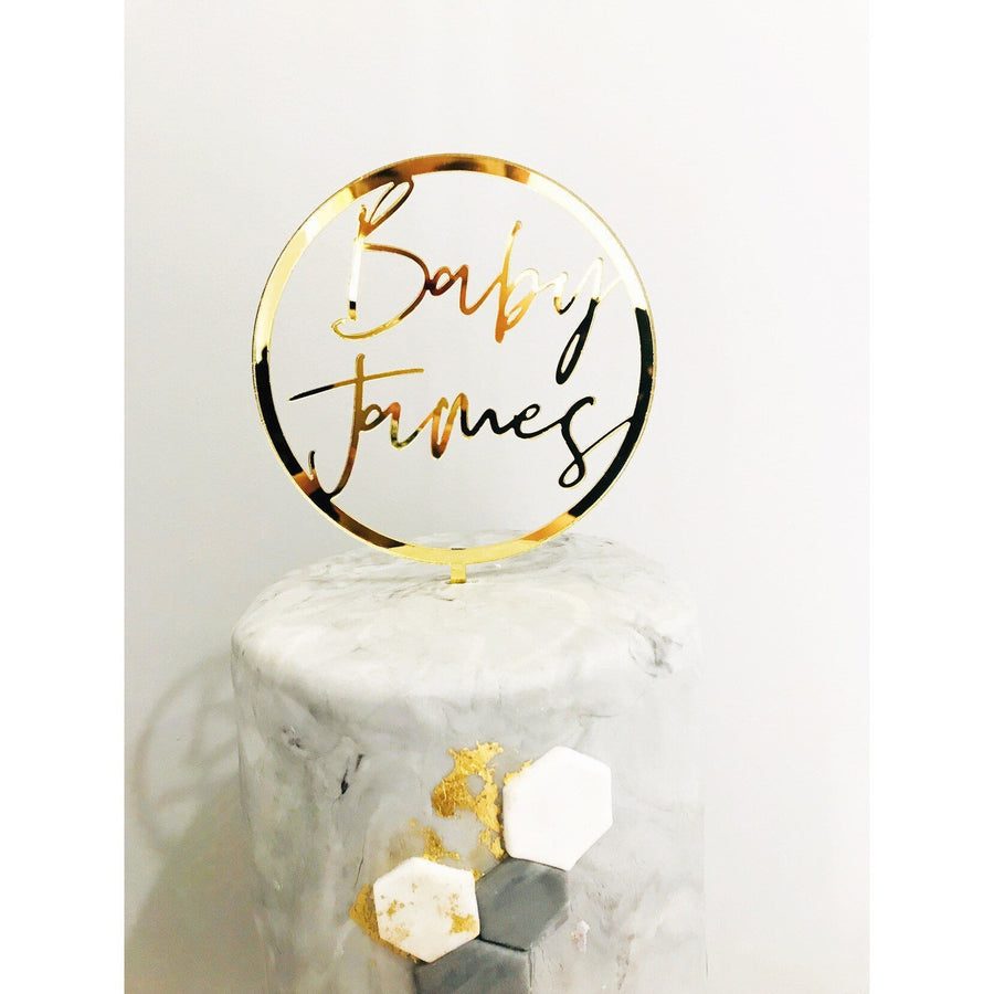 Baby Name Cake Topper - Aston Blue