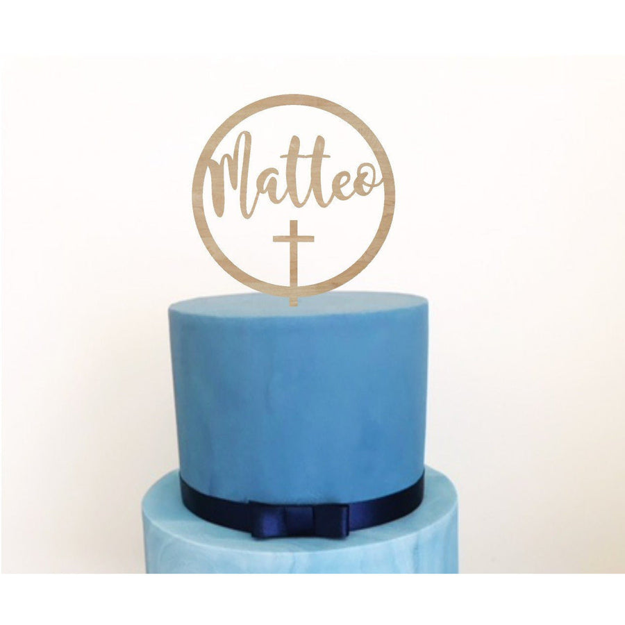 Custom Baptism Acrylic Cake Topper - Aston Blue