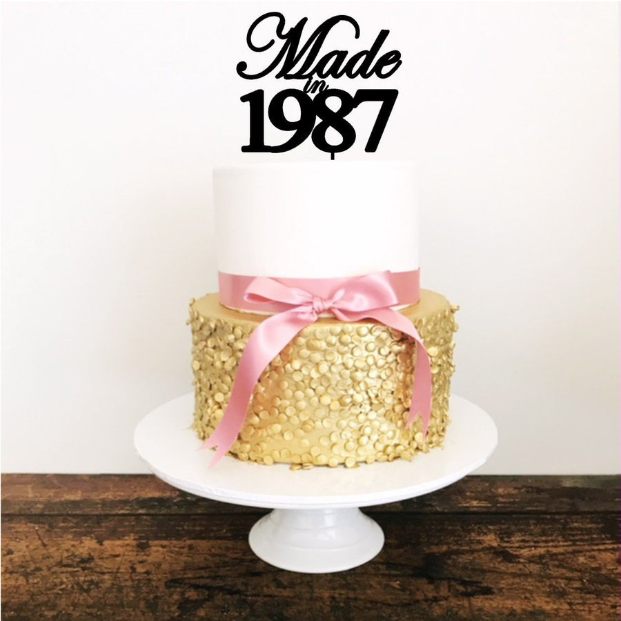Made in Year Birthday Acrylic Cake Topper - Aston Blue