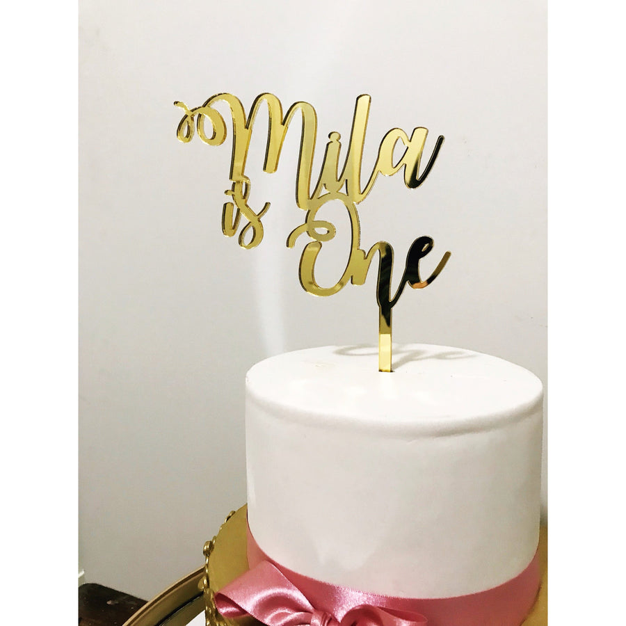 Personalised One Cake topper - Aston Blue