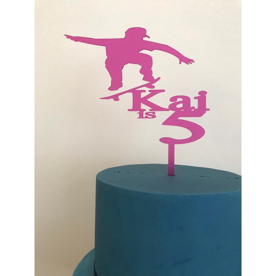 Skater Acrylic Cake Topper - Aston Blue