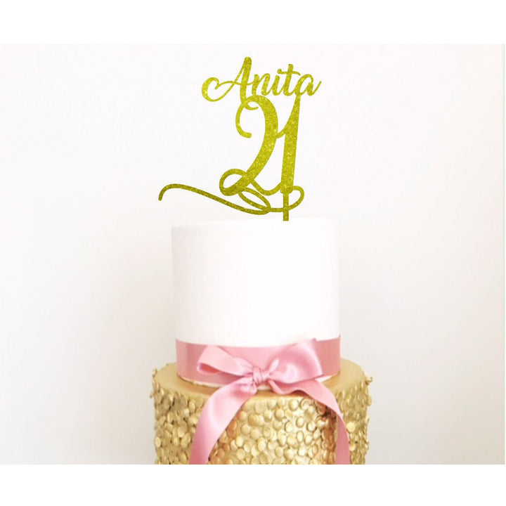 Twenty First Acrylic Cake Topper - Aston Blue